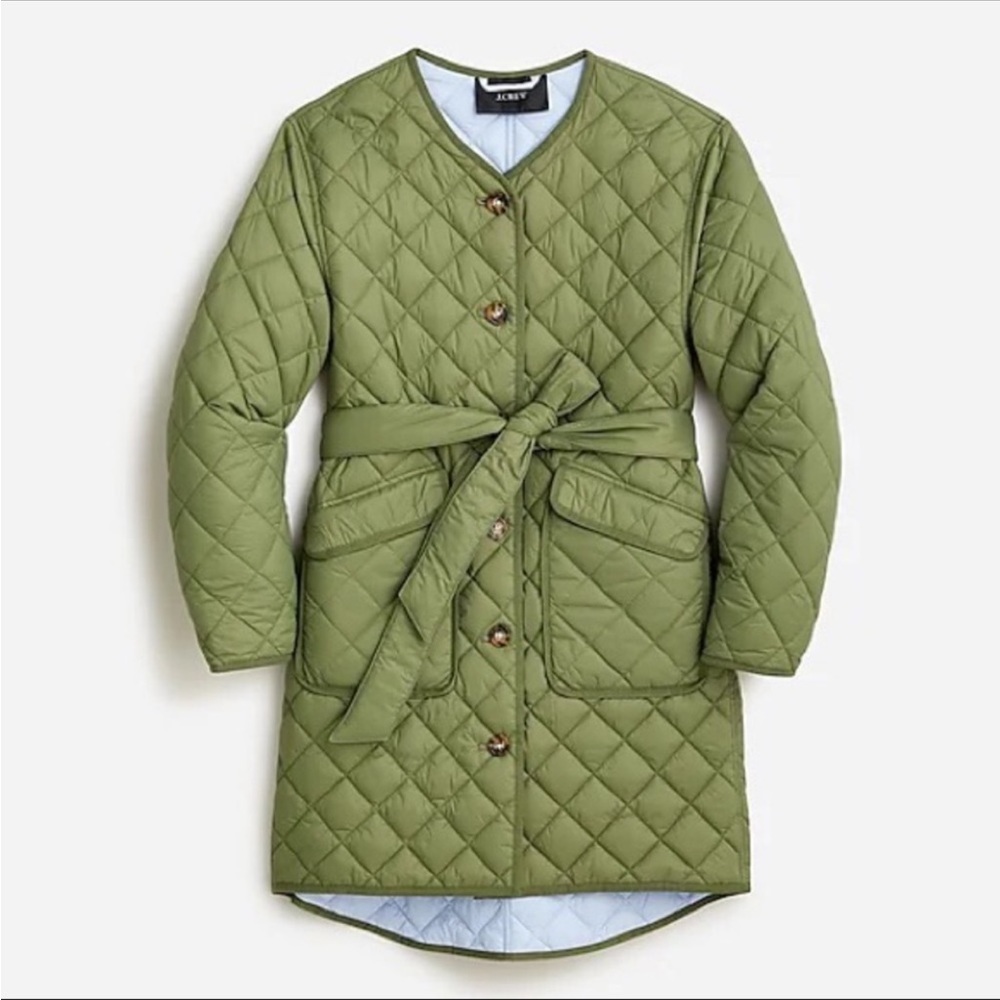 J Crew Reversible Quilted Lightweight Greenwich Jacket in Olive XS